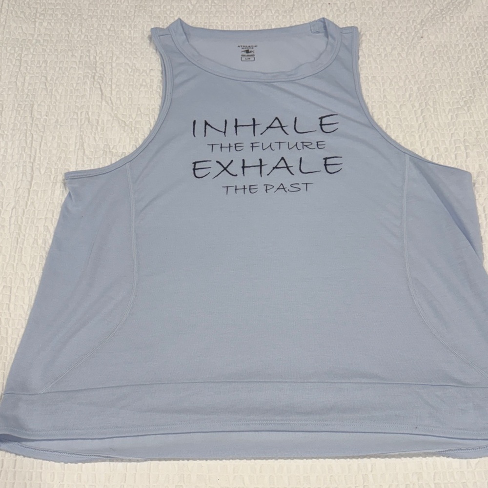 Athletic Works Light Blue Yoga Tank Top with Inspirational Quote